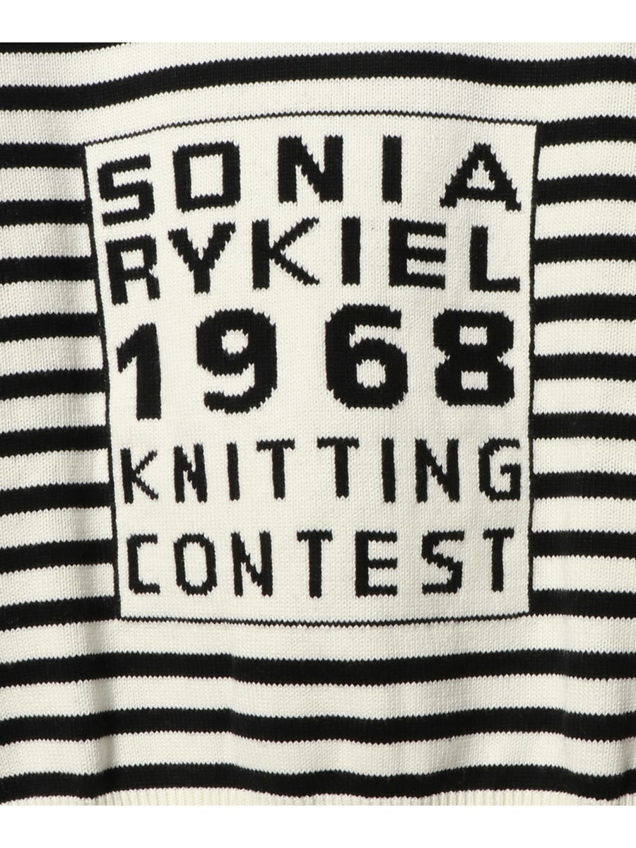 最上の品質な SONIA RYKIEL 伊製 ボーダー柄 コットンリブニット M