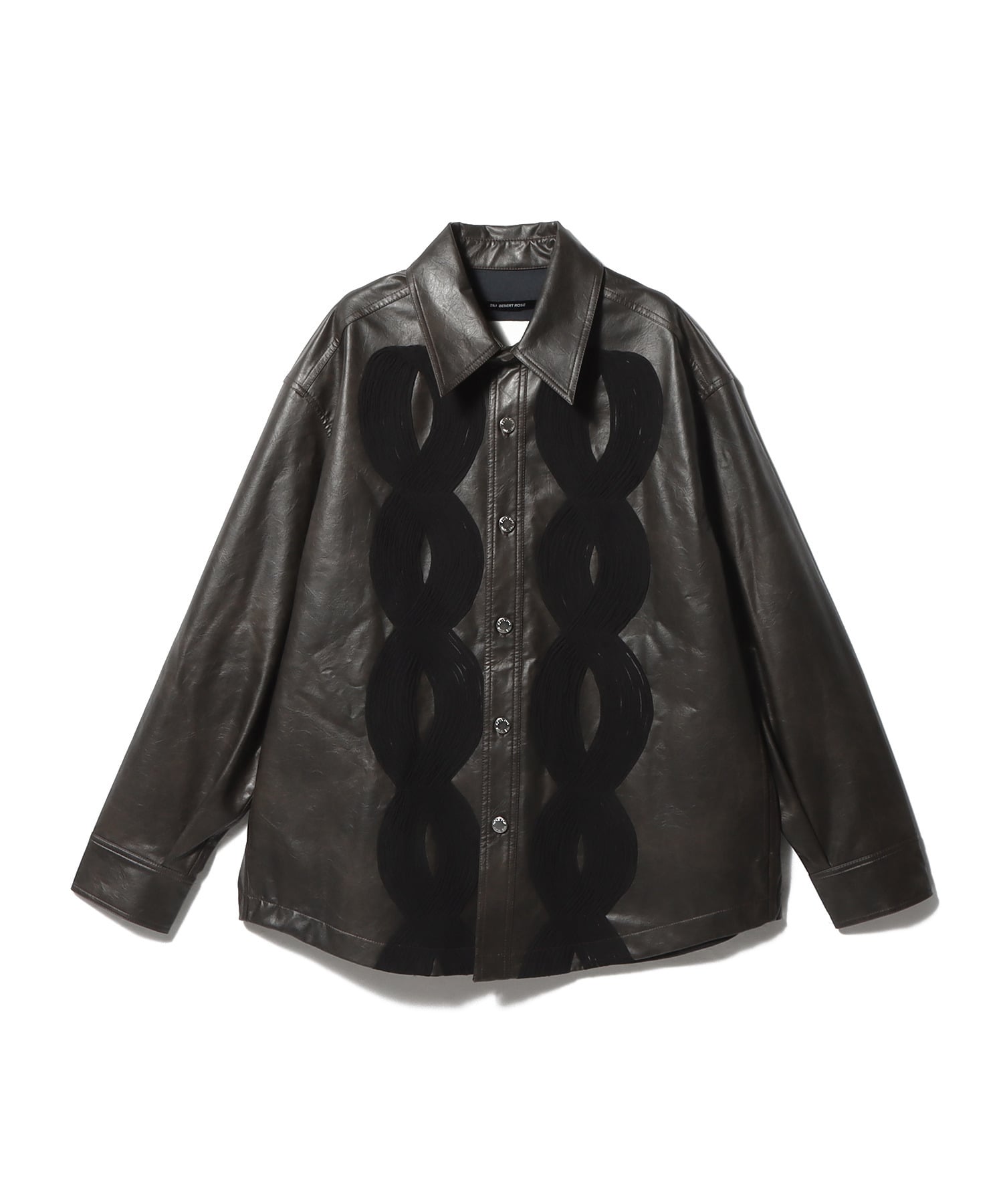 Appliqué Shirt Jacket Vintage Faux Leather